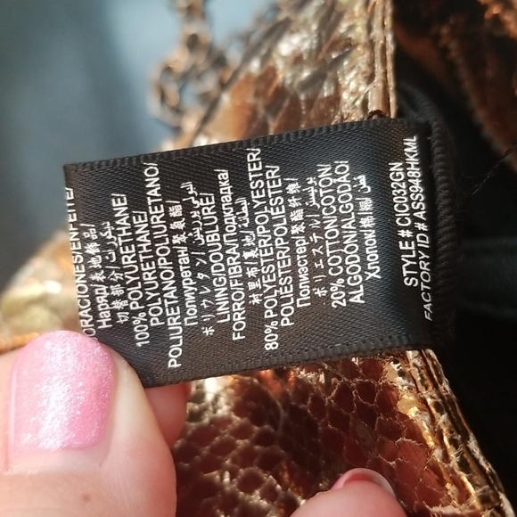 BCBGENERATION Clutch with Shoulder Chain ~ Shiny Bronze NWT - Picture 10 of 10